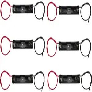 WAYLLSHINE 6PCS 1 x 1.5V AAA 배터리 스프링 클립 블랙 플라스틱 케이스 홀더 박스 레드 와이어 리드