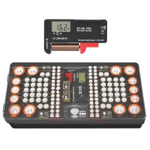 테스터가 장착된 배터리 정리함 보관 케이스 최대 136개의 및 보호하며 가정 차고를 위한 투명 잠금 뚜껑이