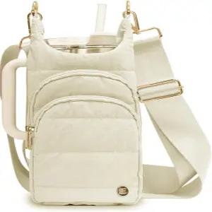 엘름클라레 물병 홀더 30/32온스용 스트랩 RFID 차단 휴대폰 포켓이 있는 크로스바디 캐리어 가방