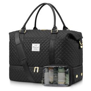 여성 위켄더 여행용 더플백: 더플 백 습식 화장실 블랙 짐 요가 오버나이트 병원 가방 있는 토트백 신발칸이 분만 대형 캐리어 및 주말 포켓 분만용