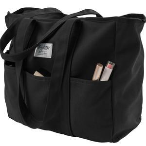 베이글라이트 여성 남성용 초대형 토트, 작업 유틸리티 지퍼가 달린 캔버스 가방