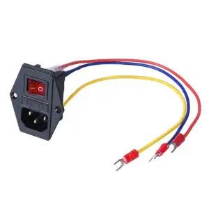 3Dman 15A 250V 로커 스위치 켜기/끄기 전원 소켓 입구 모듈 플러그 10A 퓨즈 스위치(18AWG 배선 3핀 포함)