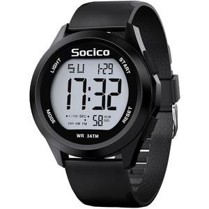 eAj SOCICO 남성 디지털 시계 스포츠 방수 아웃도어 대형 얼굴 군용 시계 및 스톱워치 백라이트 알람 날짜 표시