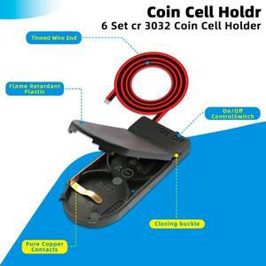 20개입 단일 슬롯 CR2032 버튼 코인 셀 배터리 홀더 케이스 (ON-OFF 스위치 및 전선 포함) 3V 박스