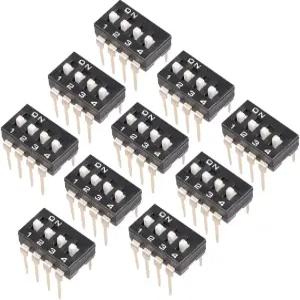 회로 브레드보드 PCB용 uxcell 10개 블랙 DIP 스위치 1 2 3 4 위치 2.54mm 피치