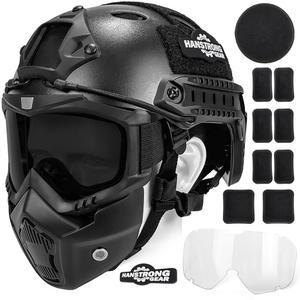 에어소프트 헬멧 및 마스크 전술 페인트볼 블랙 PJ 타입 빠른 헬멧과 탈부착 가능한 고글 풀페이스 보호 기능