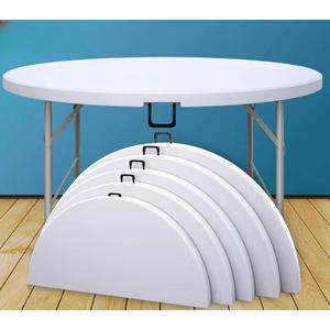 접이식 원형 테이블 간이 화이트 우드 1200 다용도 폴딩