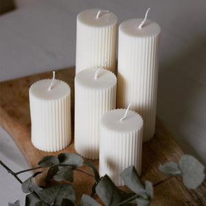 줄무늬 원통형 양초 금형 플랫 탑 기둥 만들기 도구 릴 플라스틱 키트 가족 저녁 식사