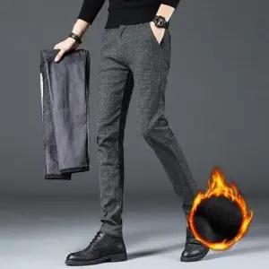 남자슬랙스 남성용 겨울용 기모 체크 패턴 세미 정장 슬랙스 팬츠 3색