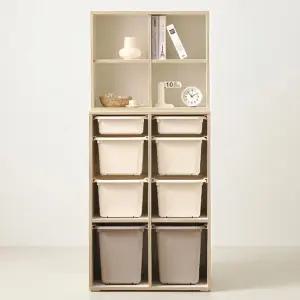 스코나 맨자노 720 오픈 바구니 4단 수납장+오픈 수납 상부장 세트 교구장 장난감정리함