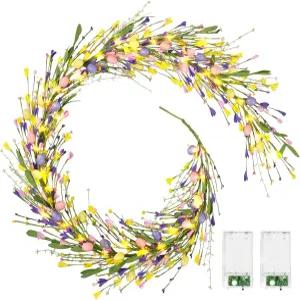 맨틀 봄 여름용 6.5피트 부활절 알록달록한 달걀 화환 인공 꽃 가정용 벽난로 실내 휴일 장식용 덩굴