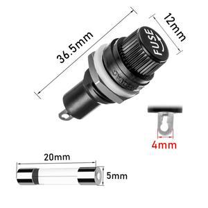 100개 고속 유리 퓨즈 분류 키트 + 패널 장착 홀더 나사 캡 5x20mm