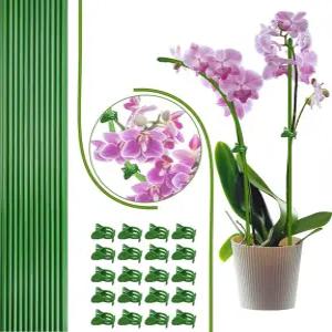 22개의 클립이 달린 식물 말뚝 실내외 위한 15.8인치 굽힐 수 있는 녹색 막대기 화분 난초 작약 장미를