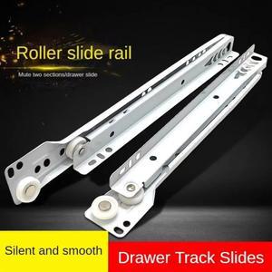 2 쌍 냉간 압연 강철 바닥 레일 컴퓨터 테이블 슈트 서랍 트랙 슬라이드 두꺼운 캐비닛 키보드 롤러