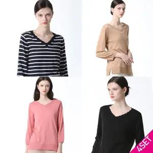 르오트 최초가 78000원 4SET 페미닌 8부소매 찰랑니트 4종세트1229934