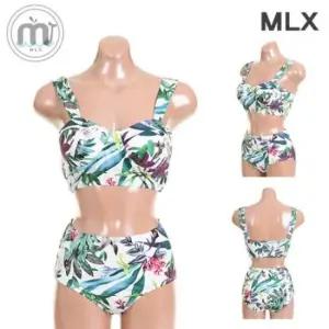여름 (MLX) 여자 비치웨어 플라워 프린트 베이직라인 비키니 수영복-DM_321