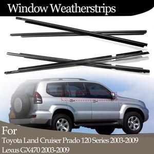 Toyota Land Cruiser Prado 120 시리즈 2003-2009 Lexus GX470 씰 스트립 용 4PCS 자동차 외부 창 고무 Wea