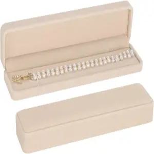 LETURE 2피스 롱 벨벳 체인 목걸이 선물 상자 세트 팔찌 보관 케이스 결혼식 약혼식 프로포즈 생일 및