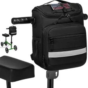 햄볼리 무릎 보행기 핸들바 가방 앞 바구니 스쿠터용 쿨러 포켓 액세서리 운반 팩 블랙