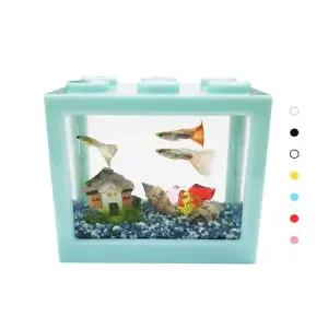 블럭모양 미니 어항 랜덤)X2 수족관 관상어용 일체형 블럭어항 미니수족관 마리모키우기