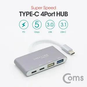 TBZ Coms USB 3.1 (Type C) 4포트 허브 컨버터 Type C X 2 USB 2.0 x 1 3.0 x 1 5Gbps