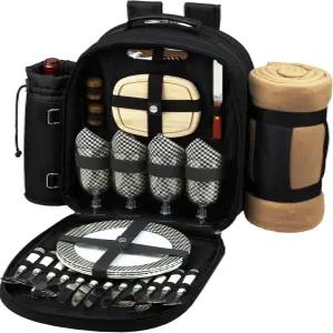 애스콧 오리지널 피크닉 4인용 백팩 쿨러 단열 와인 홀더 및 담요 - 미국에서 디자인 조립 완료