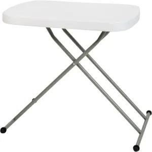 플래시 가구 엘론 접이식 테이블 - 화강암 흰색 높이 조절 가능 26인치 TV 트레이 상용 등급 노트북