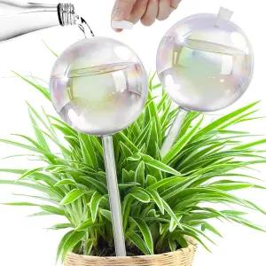 17온스 2주간 초대형 식물 워터링 글로브 셀프 플랜터 인서트 이리데센트 유리 휴가용 장치 자동 전구 대형