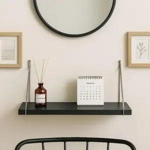 [SBD] 욕실벽걸이선반 거실수납선반 무타공  벽선반 블랙 60x15cm