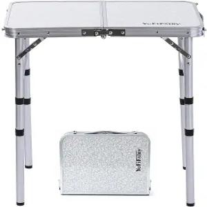 YUFIAIRY 작은 접이식 테이블 휴대용 높이 조절 가능한 24인치 x16인치 W 캠프 야외 요리 피크닉을 위한