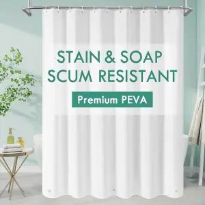 미토빌라 화이트 페바 샤워 커튼 라이너 모던 뉴트럴 호텔 욕실 장식용 심플 플라스틱 방수 72인치 W x H