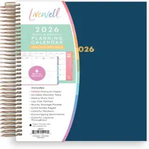 블루 스카이 라이브웰 2026 일일 및 월간 플래너 캘린더 2026년 1월 - 12월 7인치 x 9인치 유연한