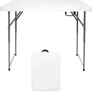 고트리오 접이식 테이블 4/6/8 피트 조절 가능한 높이 카드 실내 야외 작은 책상 휴대용 플라스틱 피크닉