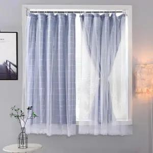 신축봉 창문 도어 행거 가리개 이중 망사 커튼