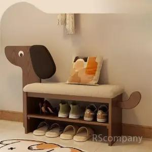 강아지 원목 신발장 다층구조 가정용 의자 정리대 벤치