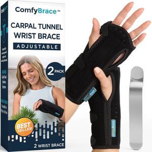 부목과 손바닥 쿠션이 있는 ComfyBrace 손목 보호대 2팩 조절 가능하며 양손에 맞습니다 지지 터널 건염 부상 및