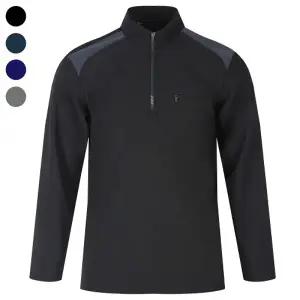 남자 겨울 포근한 기모 스판 반 집업 티셔츠 BR-L-TS-Q006-블랙