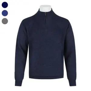 남자 겨울 패턴 기모 반집업 무지 니트 티셔츠 DD-L-KN-628-3-블루