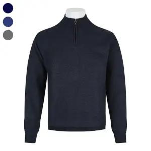 남자 겨울 패턴 기모 반집업 무지 니트 티셔츠 DD-L-KN-628-3-네이비