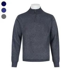 남자 겨울 패턴 기모 반집업 무지 니트 티셔츠 DD-L-KN-628-3-그레이