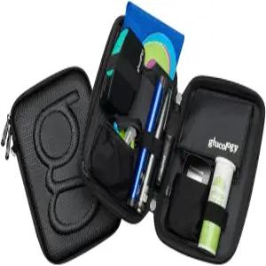 콜로지 클래식 정리함 인슐린 혈당계 및 액세서리를 위한 편리한 보관 관리 필수 여행 키트 블랙