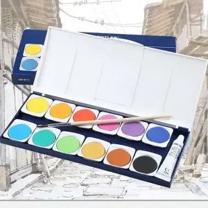 스테들러 독일산 Noris 고체케익 수채물감 12색+붓