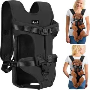 루코비 반려견 배낭 캐리어 소형견용 이지핏 전면 하이킹 사이클링용 조절 가능한 핸즈프리 가슴 스몰