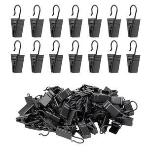 맨스카이 커튼 클립 후크, 파티용 스트링 조명 크리스마스 코트 장식, 아트 크래프트 디스플레이, 거터 텐트 캠핑카 차양 걸이, 블랙 100팩 스테인리스 스틸 드레이퍼 후크