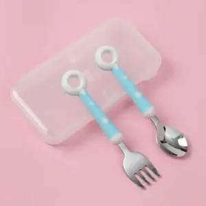 폴리 유아용 도넛 수저포크 세트(블루) 어린이숟가락