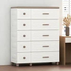 플라스틱 5단 서랍장 와이드 화이트 드레스룸 수납장
