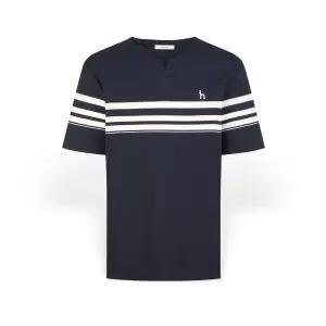 헤지스 남성 슬릿넥 컬러블럭 반팔 티셔츠 HZTS6B547N2 HZTS6B54722485319042345585