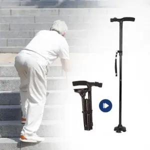 네발지팡이 휴대용 접이식 지팡이 LED 경량 네발 노인 어르신