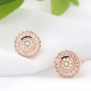 학생귀걸이 골드필드 핀 큐빅 라운드 꽃 일자침 귀걸이 14K