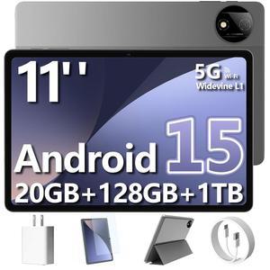 11인치 안드로이드 15 태블릿, 20GB+128GB+1TB Widevine 8MP 5MP 5G/2.4G 카메라, WiFi6, L1, + - 듀얼 보호 GPS, 5.0, 케이스 확장, 배터리, 코어, 대용량 8000mAh 블랙 블루투스 옥타